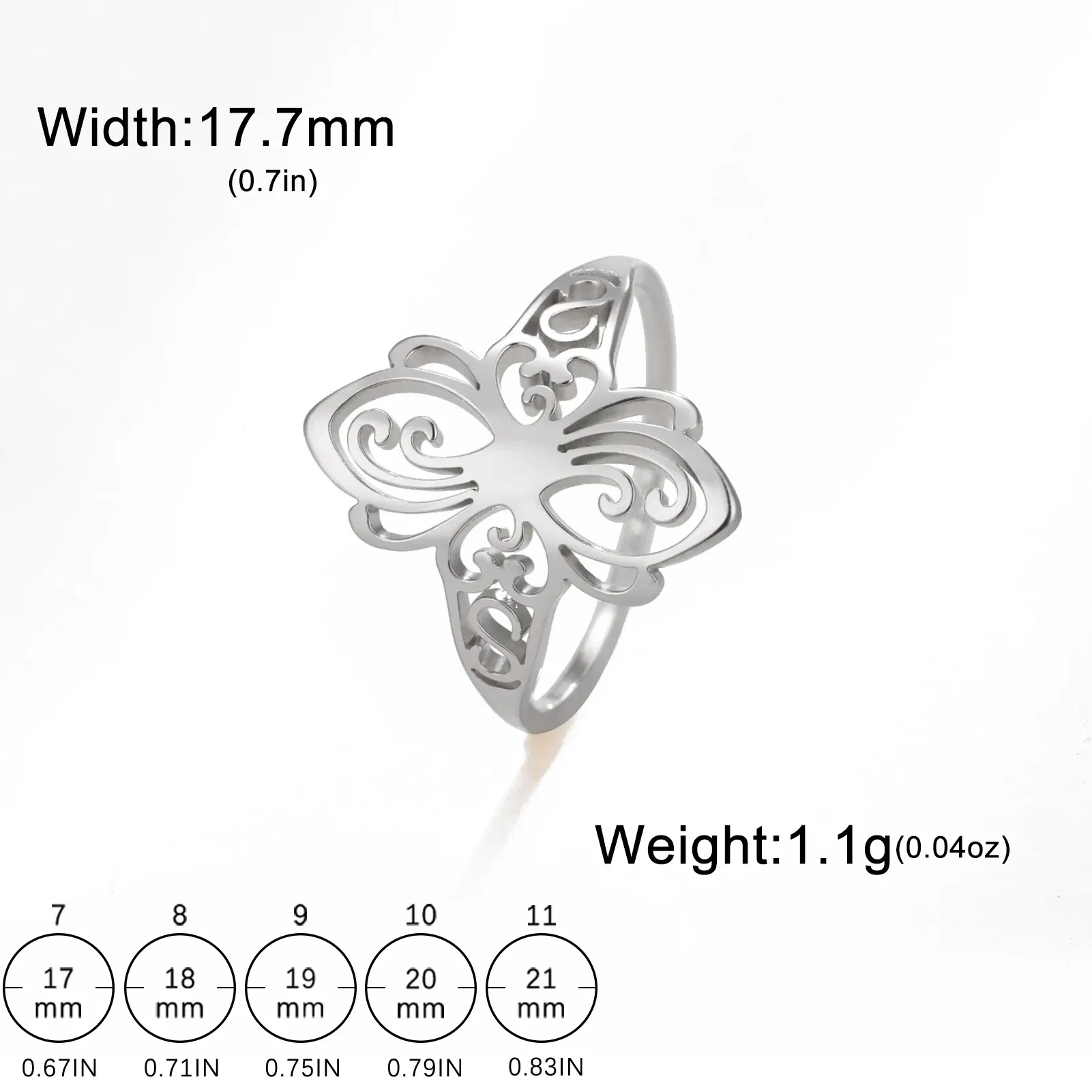 Main Stone Color: WHITE, Ring Size: 11 - Skyrim Filigree Ring Stainless Steel Gold Color Elegant Finger Rings Women Bohemian Jewelry Wedding Band Gift Wholesale