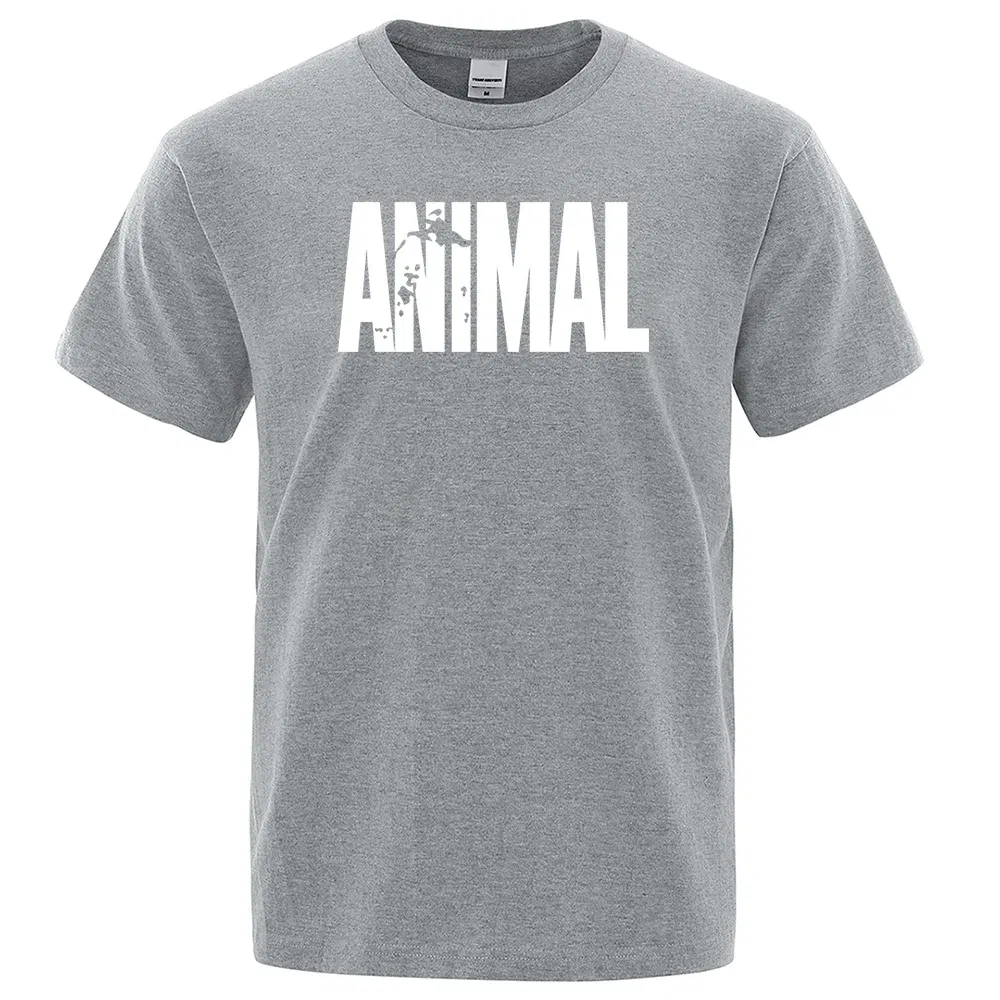 Color: Burgundy, Size: XXXL - Fashion ANIMAL Letter Print Men T-Shirts Street Funny Short Sleeves Loose Oversized T Shirt O-Neck Breathable Cotton Clothing