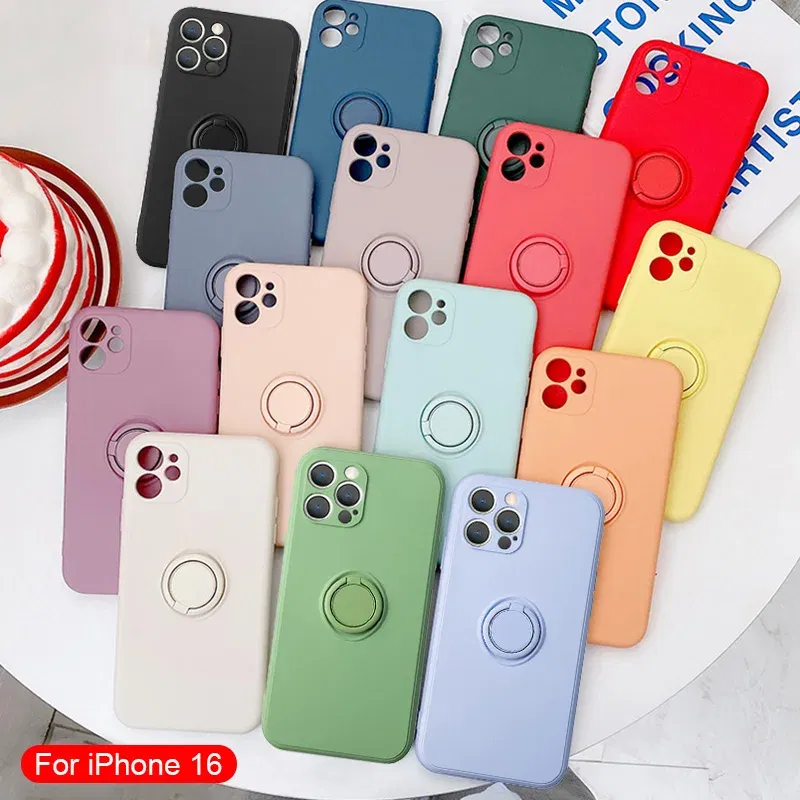 Color: PURPLE, Compatible-Phone Models: For iPhone 14 Pro Max, Ships From: CN - With Ring Holder Shockproof Case For IPhone 16 15 14 13 12 11 Pro Max Silicone TPU Soft Back Cover