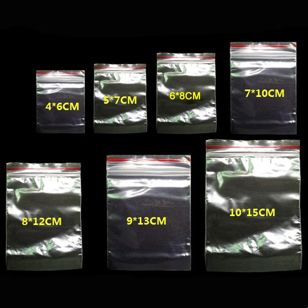 Color: light yellow, Number of Pcs: 100Pcs, Specification: 14*20cm - 100pcs/pack Small Zip Lock Plastic Bags Reclosable Transparent Bag Shoe Bag Vacuum Storage Bag Food Storage Bag Poly Clear Bags