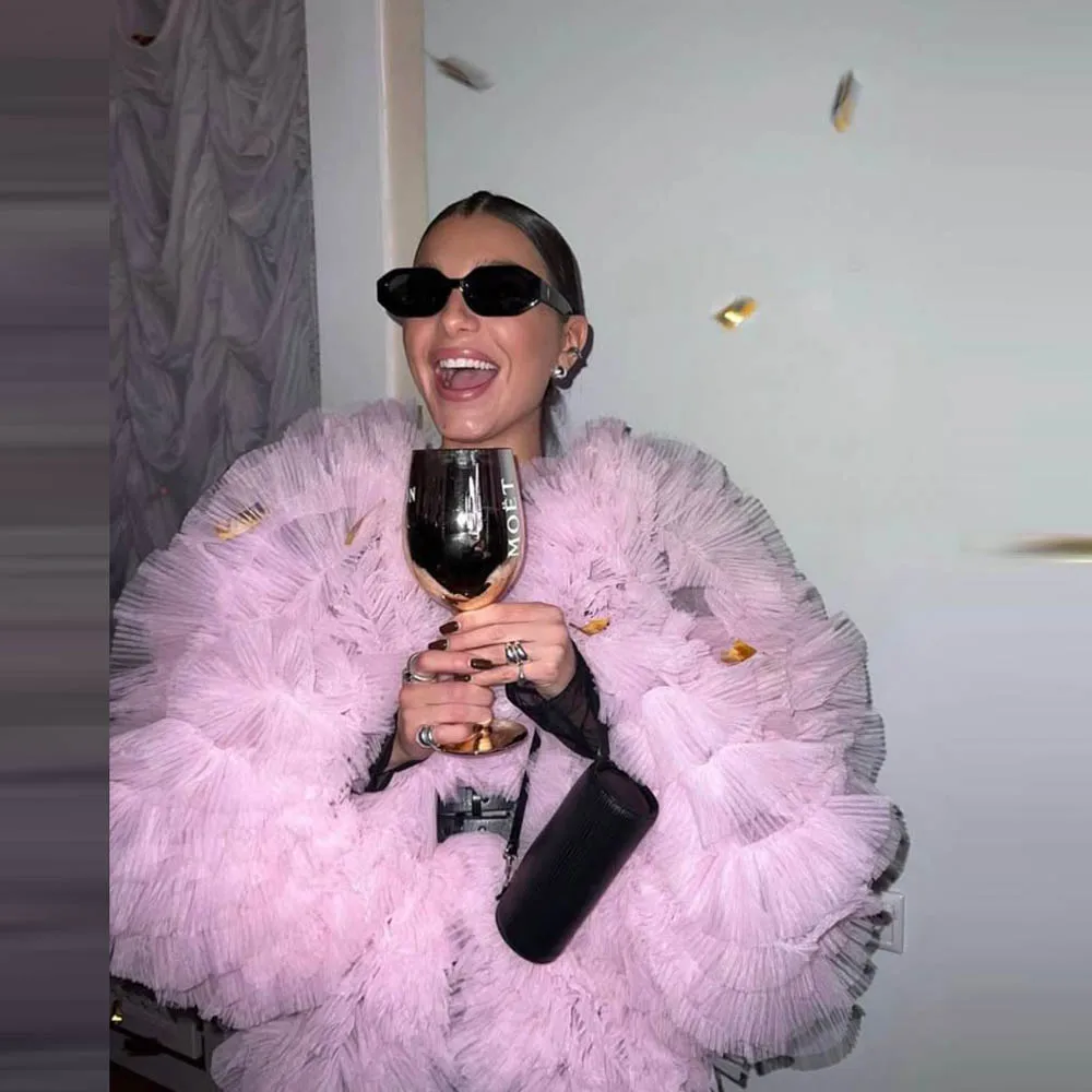 Street Ruffles Tulle Jackets With Bows Couture Women Jacket Outerwear Coat Women Loose Long Sleeve Open Stitch Short Coats