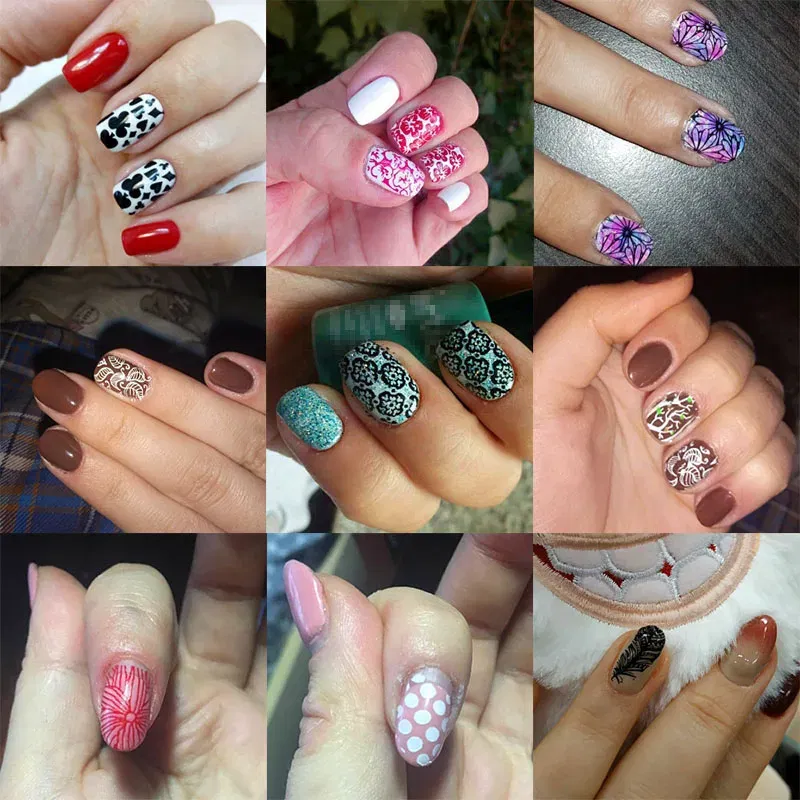 Color: PURPLE - Kimcci Nail Stamping Plates Flamingo Nail Template Mandala Maple Leaf Stamp Nail Art Stamp Image Template Manicure Stencil Tools