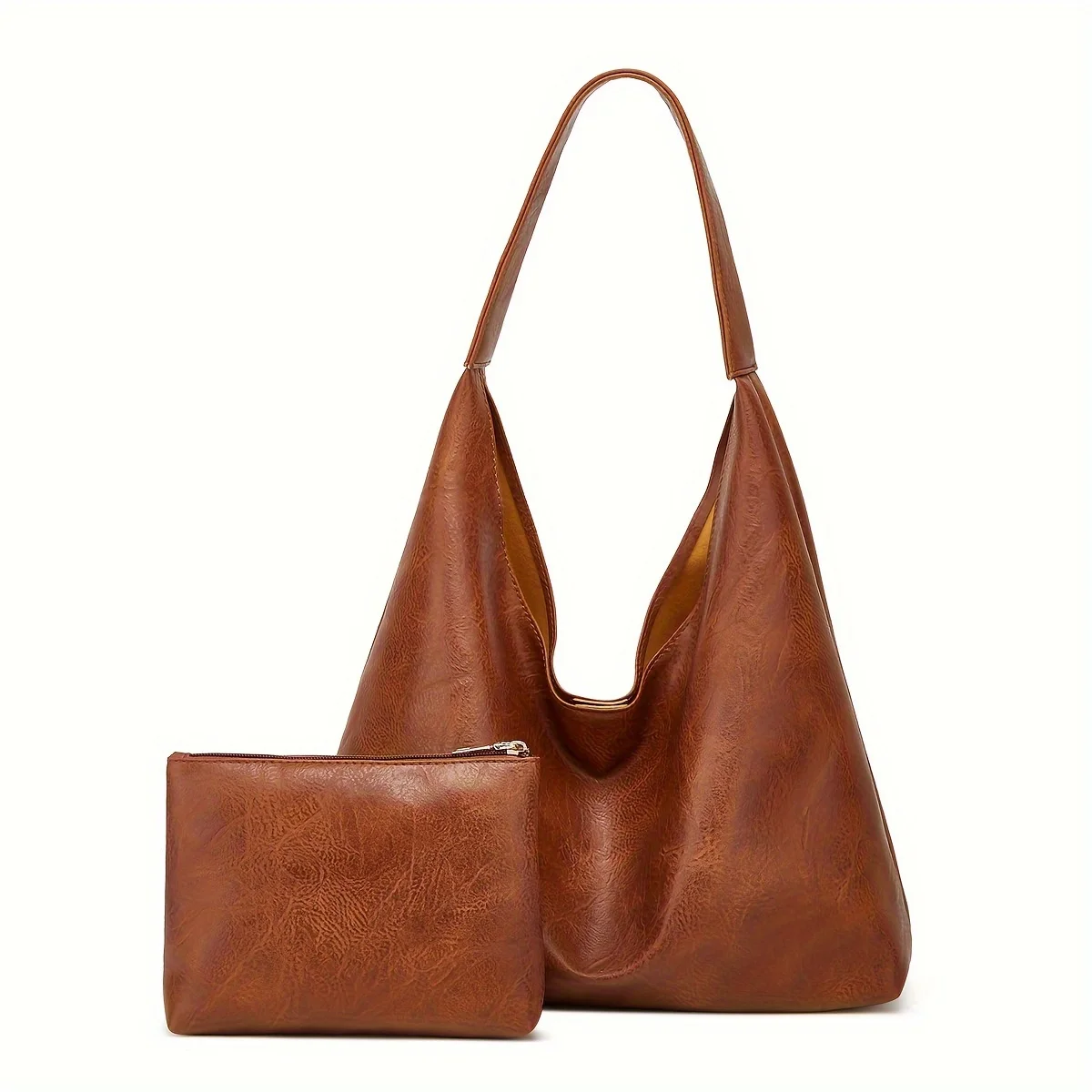 Color: Chocolate, Size: L - New Tote bag 100 hand bill of lading shoulder women's bag retro simple large bag Tote bag