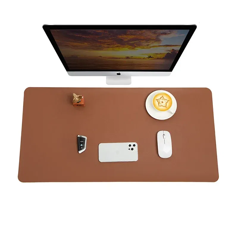Color: Gold - Large Mouse Pad Extra Big Non-Slip Desk Pad Waterproof PU Leather Desk Table Protector Gaming Mouse Mat for Game Office Work
