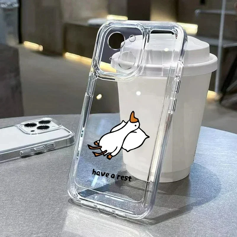Color: Blue, Compatibility by Model: iPhone 16 Pro Max - Cute Duck Phone Case For iPhone 16 15 14 13 12 11 Pro Max XS X XR 7 8 Plus Mini SE 2020 2022 Mobile Funda Transparent