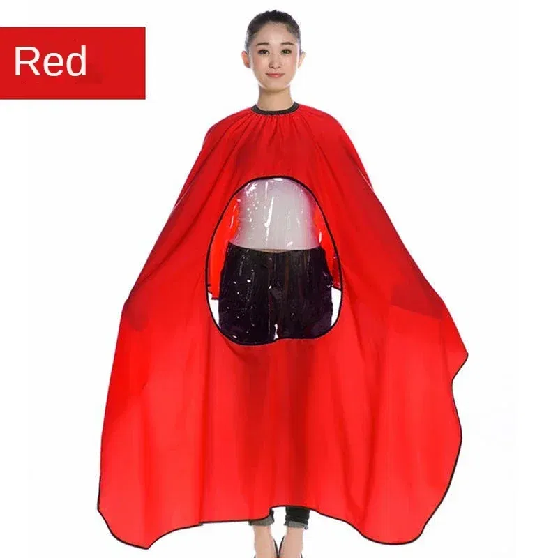 Color: Red, Ships From: CHINA - Professional Waterproof Styling Salon Barber Hairdresser Hair Cutting Hairdressing Gown Cape with Viewing Window Apron