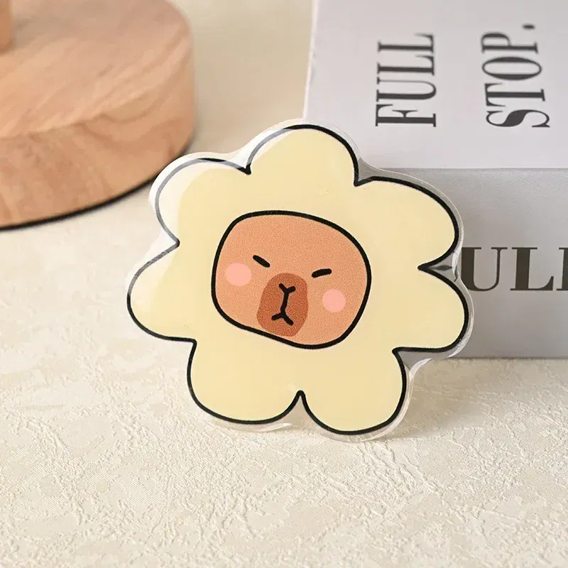 Color: Yellow - Korean Cute Capibara Kapibara Griptok Guinea Pig Phone Holder Flower Grip Tok Stand Bracket Universal Support For iPhone Samsung
