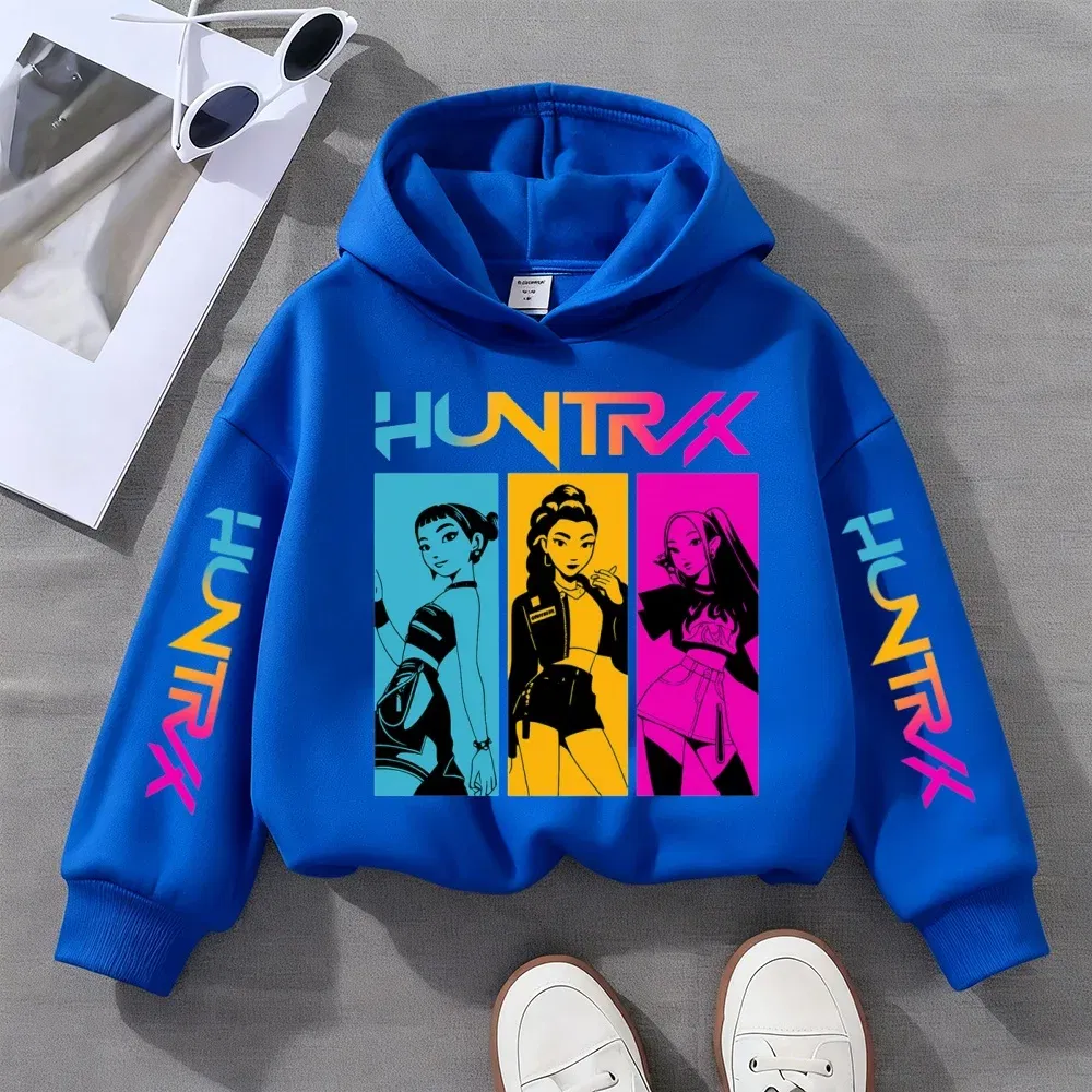 Color: Blue, Kid Size: 134 - KPOP Demon Hunters Children's Sweatshirt Girls' Clothes Girls' Sweatshirt autumn 2024 New Cute Fashion Hoodie