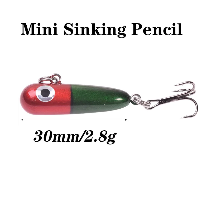 Color: green, Size: 40mm - New 1Pcs Sinking Pencil Fishing Lure 3cm 2.8g Saltwater Minnow Heavy Stick Wobbler Artificial Hard Bait Bass Trout Pesca Tackle