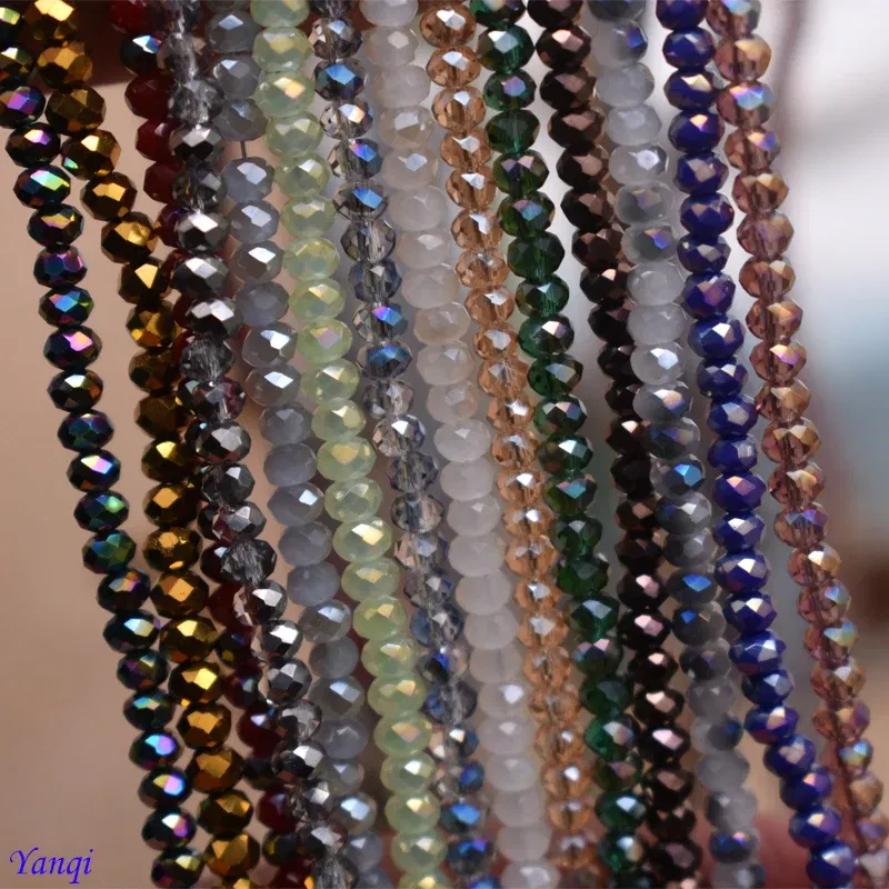 Color: PEACOCK BLUE - Shining Red Purple White color 2*2mm 160pcs Rondelle Austria faceted Crystal Glass Beads Loose Spacer Beads for Jewelry Making