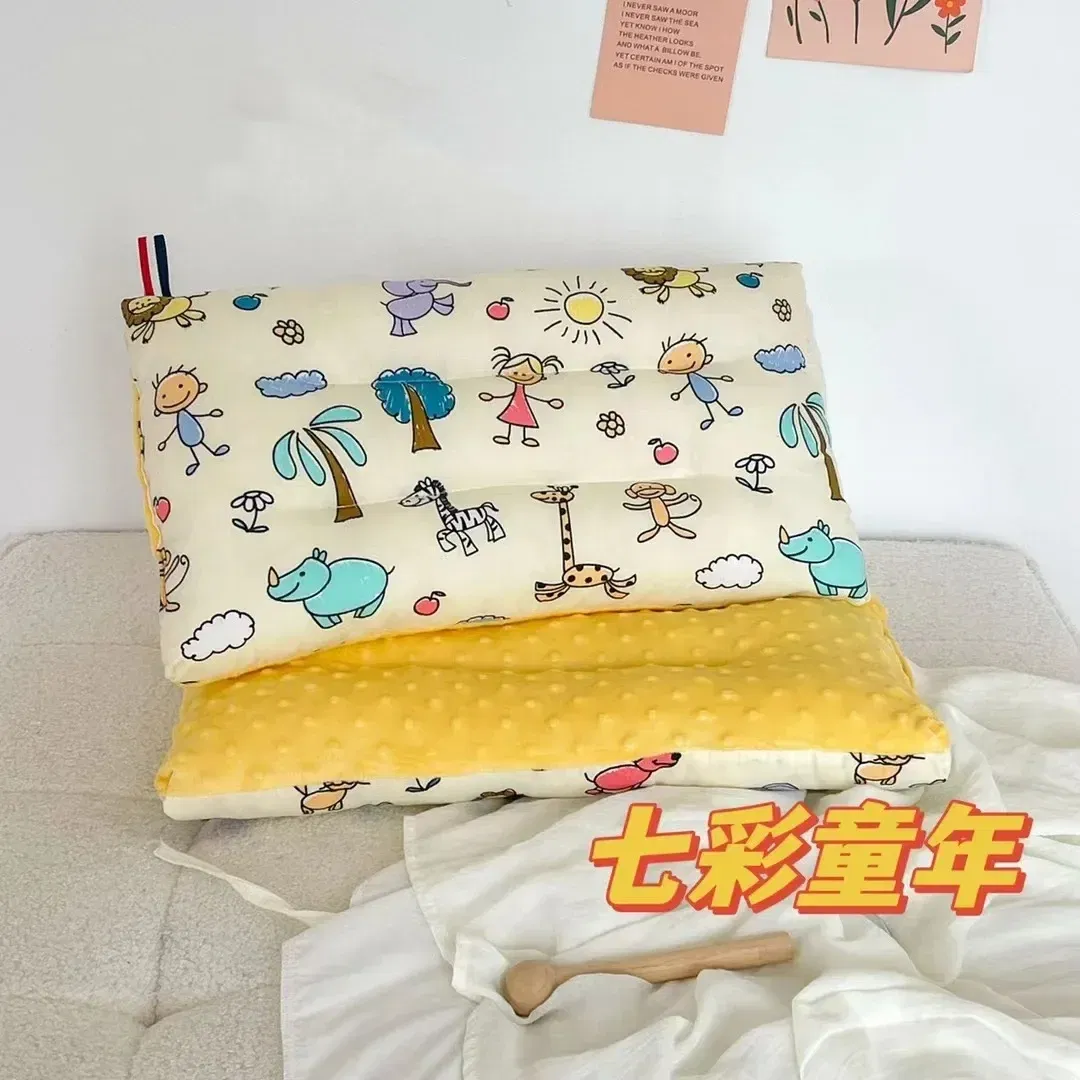 Color: Orange - Soft baby pillow Comfortable velvet newborn pillow Baby sleep headrest Breathable baby pillow Mom's Love