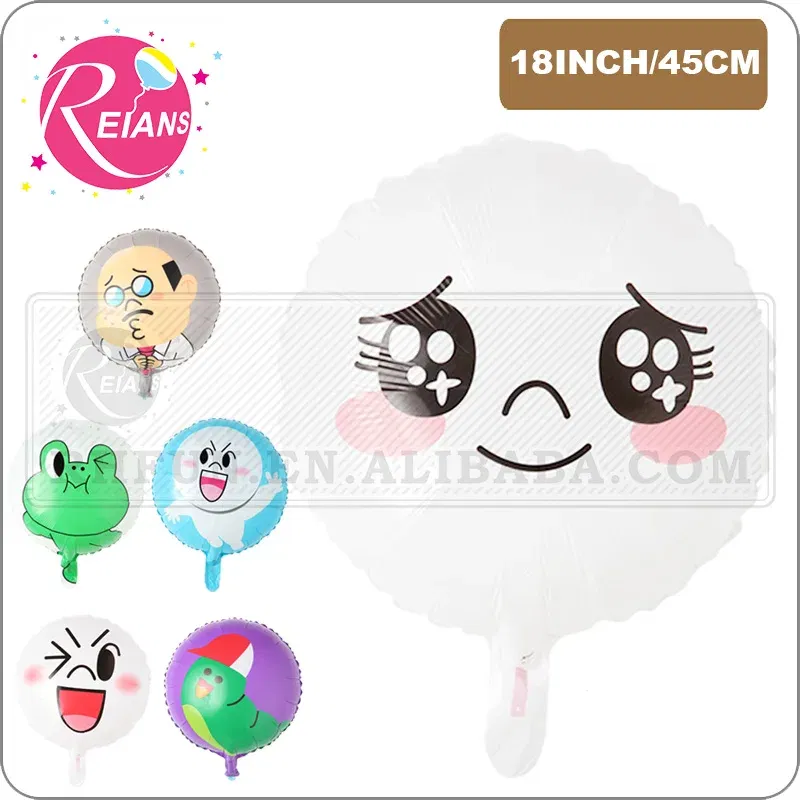 Color: Fluorescence Yellow - Cartoon Animal round shape Cute Bear Friend Balloon Rabbit For Children Birthday Party Baby Shower Supplies ballon baloon globos