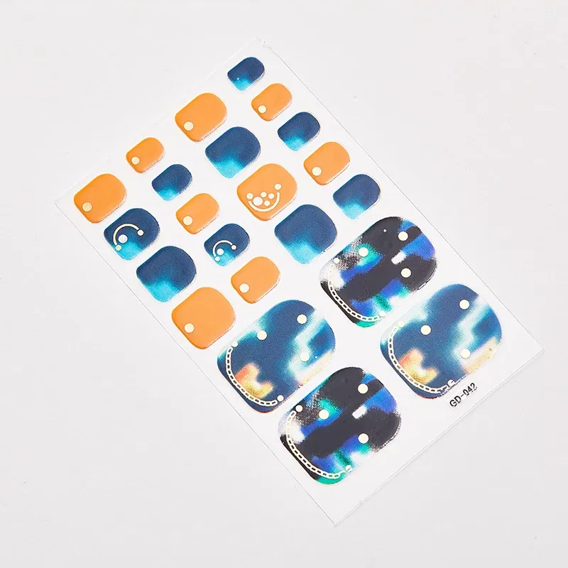 Color: Grey green - 22 Tips/Sheet Women Salon Nail Wraps DIY Self Adhesive Nail Sticker Decals Plain Stickers Nails Sticker Designer Designed
