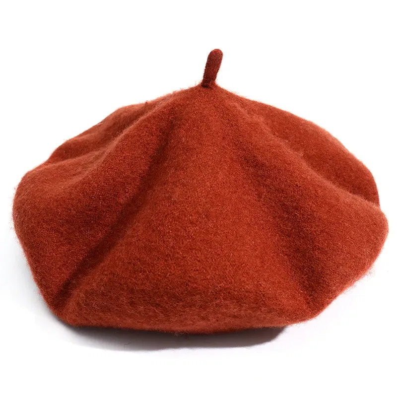 Color: Gold, Hat Size: One Size - Wool Thick Berets Artist French Beret Women Painter Hat Girls Female Warm Walking Cap