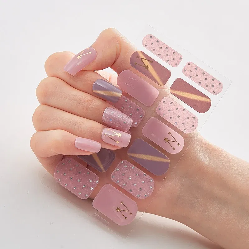Color: Neon yellow - Patterned Nail Stickers Wholesale Supplise Nail Strips for Women Girls Full Beauty High Quality Stickers for Nails