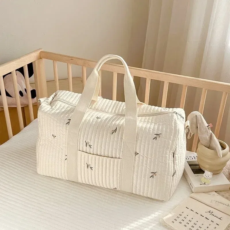 Color: black - New Embroidered Mom Bag Storage Bag Large Capacity Mommy Travel Bag Fashion Multi-functional Handbag Lightweight Diagonal