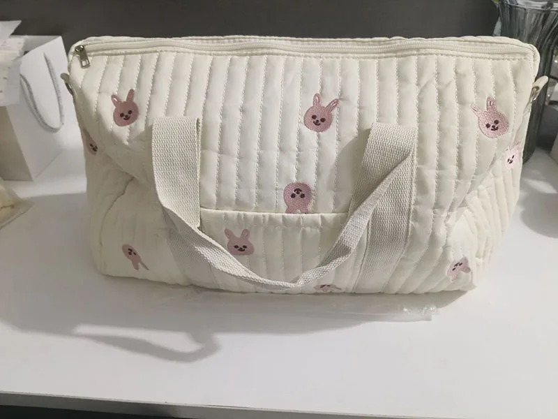 Color: black - New Embroidered Mom Bag Storage Bag Large Capacity Mommy Travel Bag Fashion Multi-functional Handbag Lightweight Diagonal