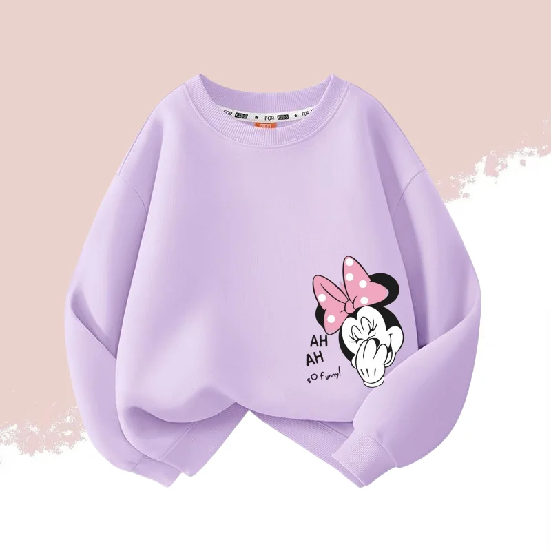 Color: Pink, Kid Size: 11 - Autumn Baby Girls Cotton Cloth Kid Boy Disney Minnie Printed Long Sleeve Sweatshirt Children Cartoon O-Neck Soft Breathable Top