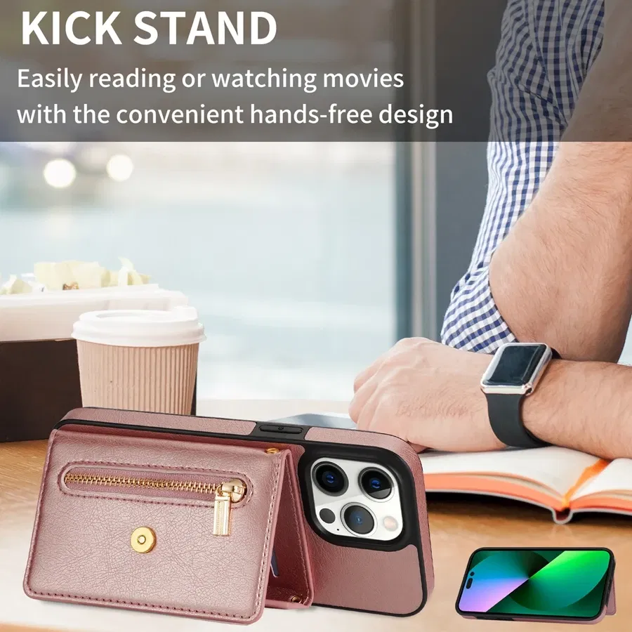 Color: Blue, Material: Wood - Wallet Side Card Zipper Flip Crossbody Leather Case For iPhone 15 14 Pro Max 13 Mini 12 11 SE 2022 2020 X XS XR 8 7 6 6s Plus