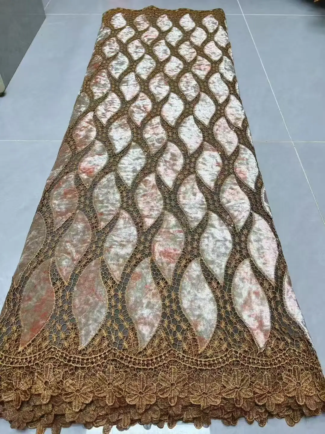 Color: GRAY, Width: 120cm, Length: 5 yards - African Velvet Lace Fabrics 2025 High Quality Women Party Women Embroidery Nigerian French Lace Materials For Wedding Material