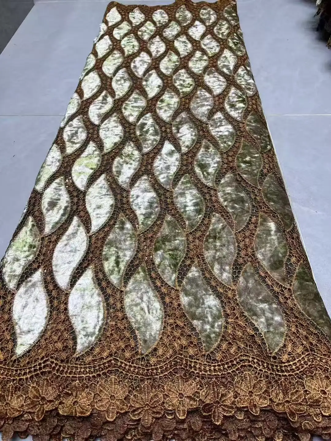 Color: GRAY, Width: 120cm, Length: 5 yards - African Velvet Lace Fabrics 2025 High Quality Women Party Women Embroidery Nigerian French Lace Materials For Wedding Material