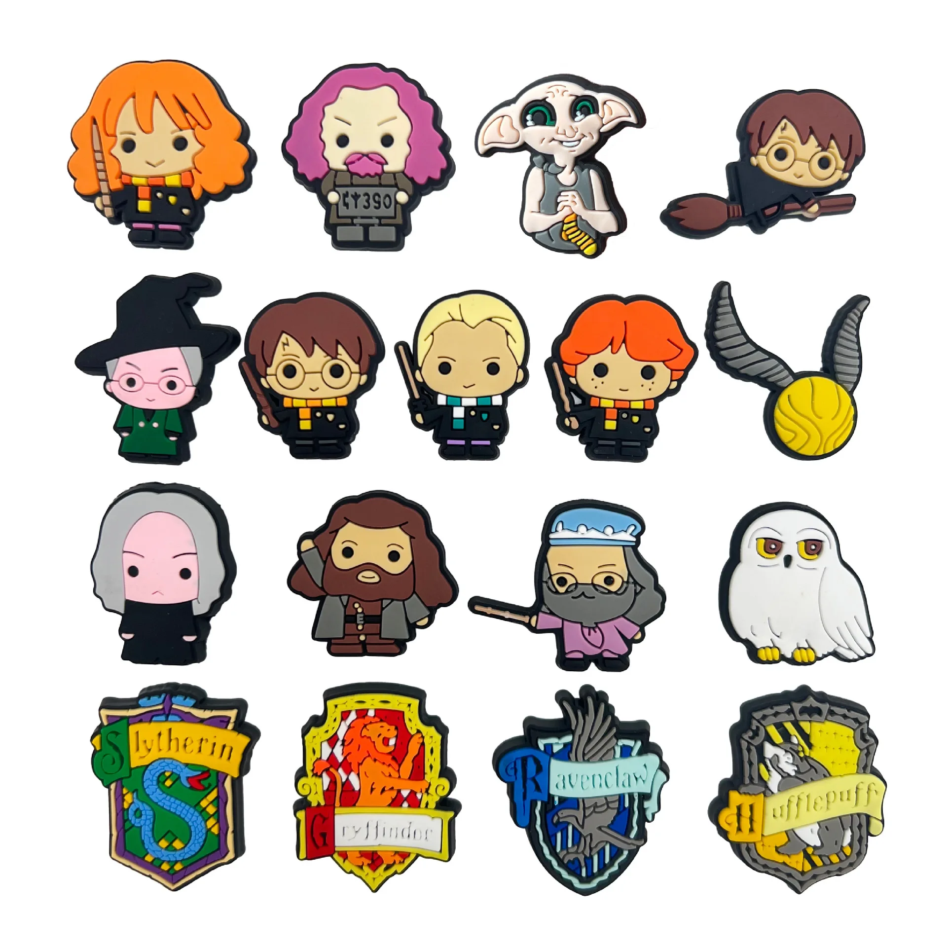 Color: black - 10-61PCS Wizarding Academy Film Good Quality Shoes Charms DIY PVC Shoe bag Accessories Forenthusiasts Wristband Kids Party Gifts