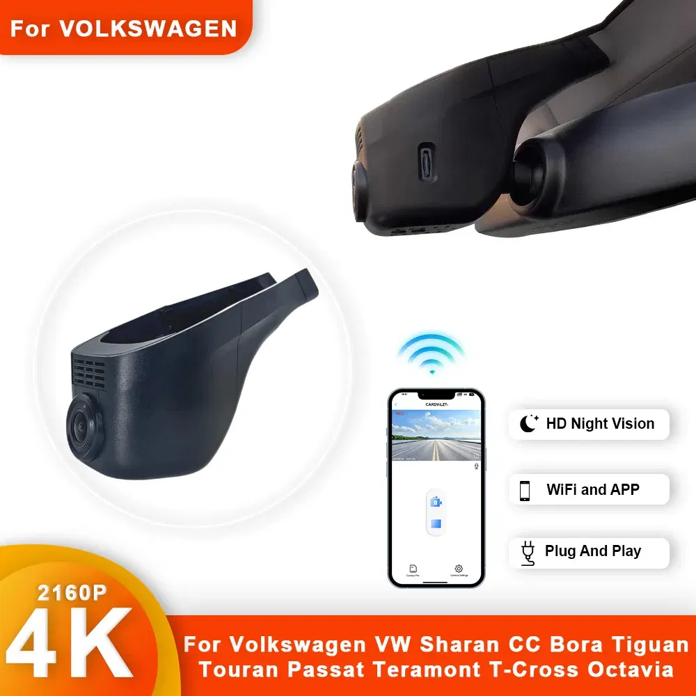 Color Name: Orange, Ships From: CHINA, ROM: 128G - Customized 4K HD 2160P Plug and play Dash Cam For Volkswagen  Sharan CC Bora Tiguan Touran Passat Teramont T-Cross Dvr Dashcam