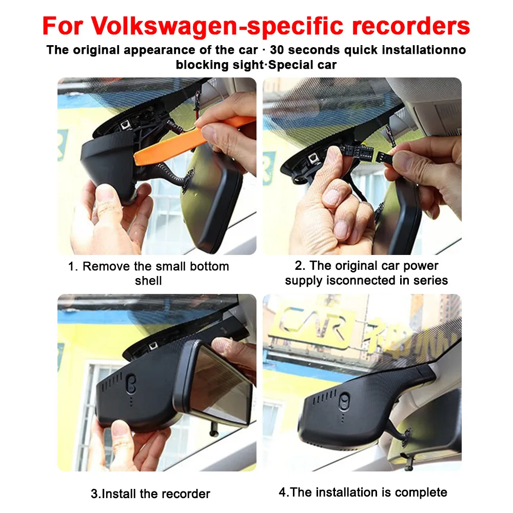 Color Name: Orange, Ships From: CHINA, ROM: 128G - Customized 4K HD 2160P Plug and play Dash Cam For Volkswagen  Sharan CC Bora Tiguan Touran Passat Teramont T-Cross Dvr Dashcam