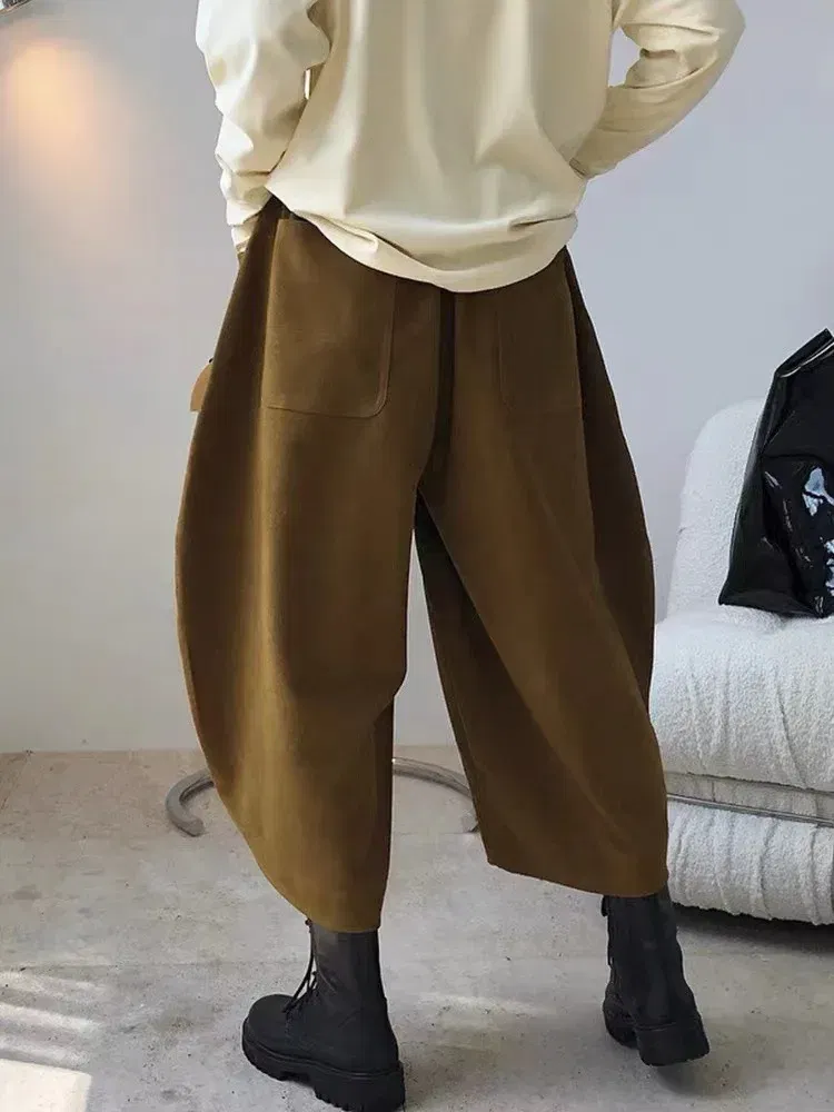 Color: black, Size: M - 2023 Autumn Casual Harem Pants Women Cotton High Waisted Trousers Retro Loose Bloomers Women's Oversize Pants Baggy Sweatpants