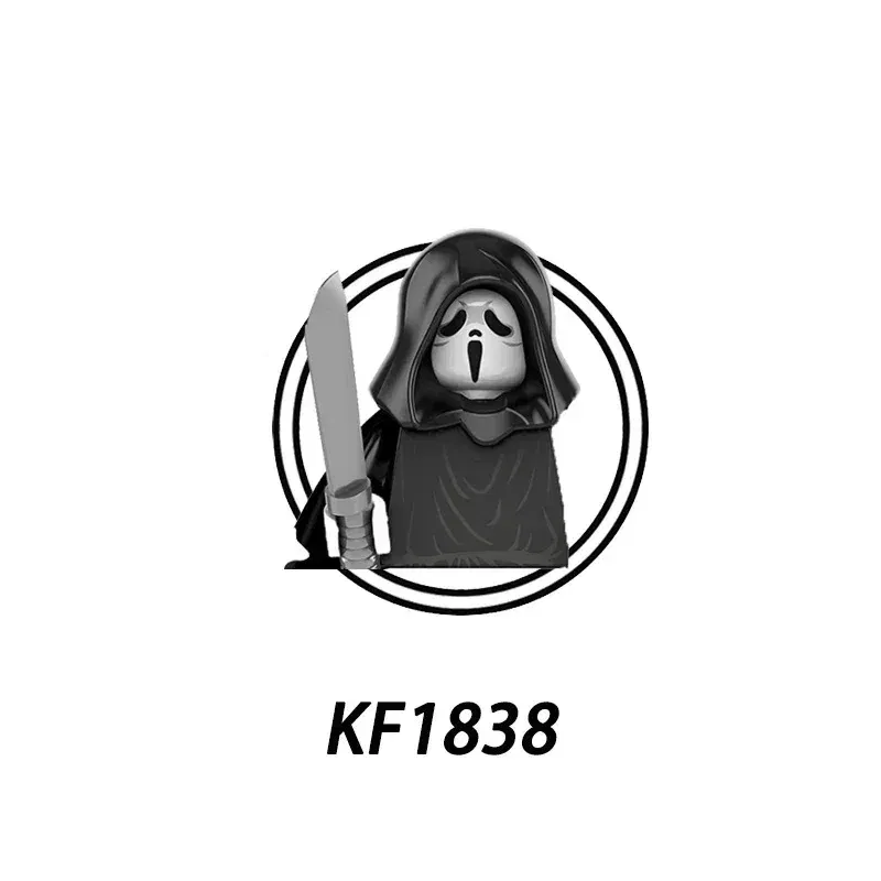 Color: light yellow - 2025 Building Blocks KF6173 KF6175 KF6176 Halloween Horror Jason Sally Leather Face Jack Character Figures Bricks Children Toys