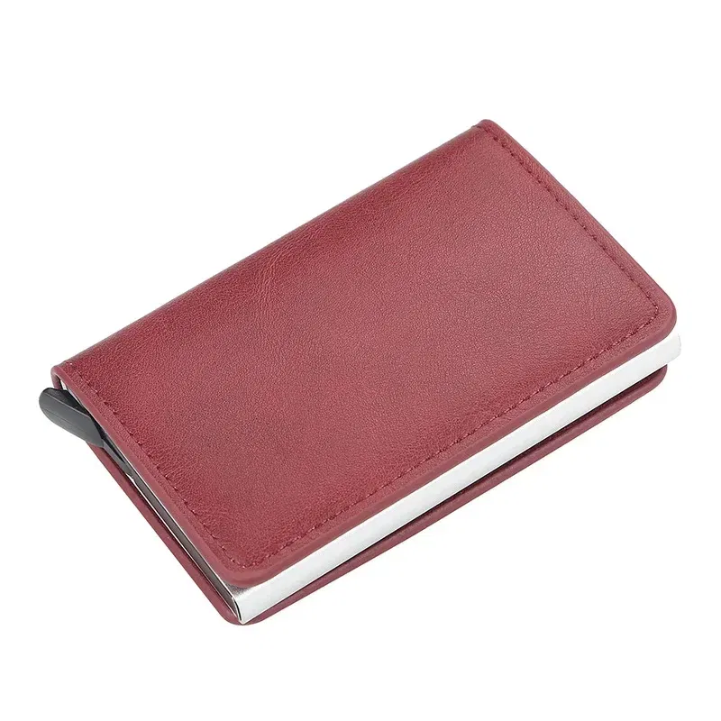 Color: Navy Blue - 2024 Men Women Business ID Holders Metal Aluminum Shell Anti-degaussing Automatic Pop-up Rfid Multi-card Bit Cardholder Holders