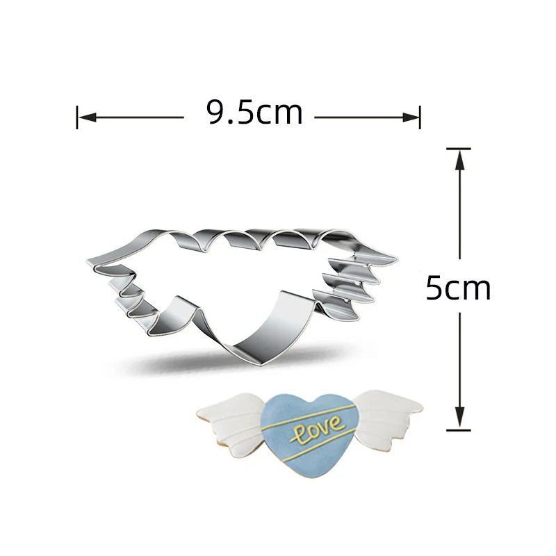 Color: Dark Khaki - Heart Cookie Cutter Stainless Steel Biscuit Knife Baking Fruit Kitchen Tools Mold Embossing Printing