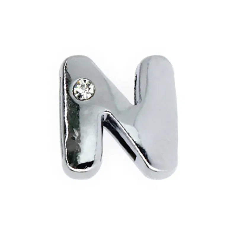 Color: Clear - 8mm Fat Slide Letters Charms Bracelet Women Jewelry Making 1pc Slide Alphabet A-Z DIY Wristband Belt Keychain Pet Collar