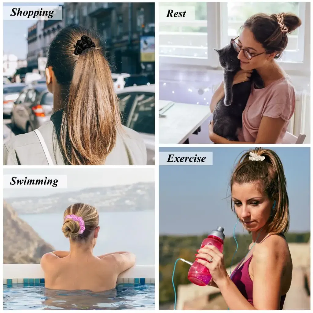 Color: MULTI - Free Shipping 3PCS/Set Satin Silky Scrunchies Hair Rope Luxury Solid Color Elastic Hair Bands Women Hair Accessories Headwear
