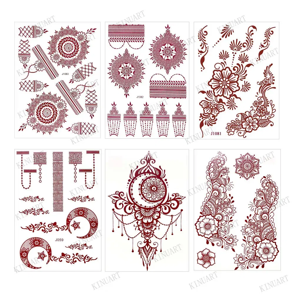 Color: plum, Ships From: CHINA - Waterproof Temporary Tattoos for Women Henna Tattoo Stickers Mehndi Design Fake Tattoo for Hand Leg Sleeve Body Art Hena Tatoo