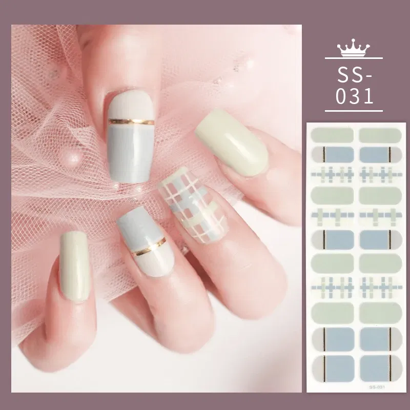 Color: Burgundy - 22 Tips Blue and White Shiny Speckles Nail Art Sticker Full Cover Nail Stickers Last Update Nail Wraps Lot Sticker for Nails