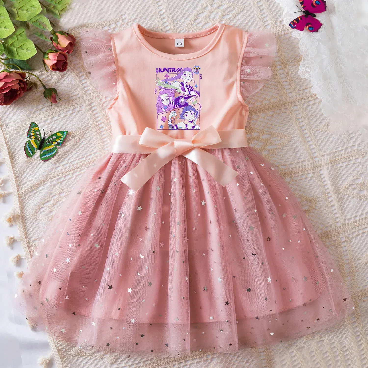 Color: Blue, Size: One Size, Height: 176 - KPop Demon Hunters Girls Dress Kids Party Halloween Carnival Birthday Party Clothes Princess Tutu Dresses Costume Children Gift