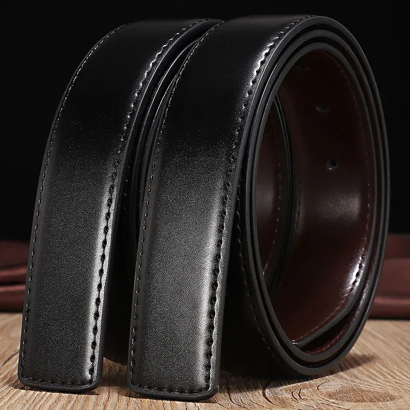 Color: Red, Belt Length: 120cm, Ships From: CHINA - 2.8cm 3.0cm 3.3cm 3.5cm 3.8cm Wide Double-sided Cow Reversible Leather With Holes No Buckle Belt Without Buckle High Quality