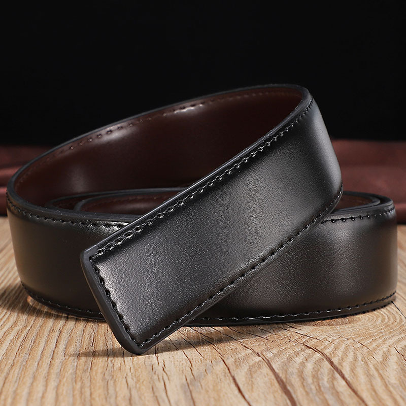 Color: Red, Belt Length: 120cm, Ships From: CHINA - 2.8cm 3.0cm 3.3cm 3.5cm 3.8cm Wide Double-sided Cow Reversible Leather With Holes No Buckle Belt Without Buckle High Quality