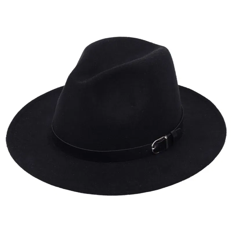 Color: black, Size: M - Classic British Fedora Hat Men Women Imitation Woolen Winter Felt Hats Fashion Jazz Hat Chapeau Wholesale
