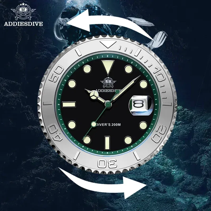 Color: Gold, Ships From: CHINA - ADDIESDIVE AD2040 Men's Watch 41mm Fashion Diver Quartz Watch 200m Diving Rubber Silicone Super Luminous Wristwatch Reloj Hombre
