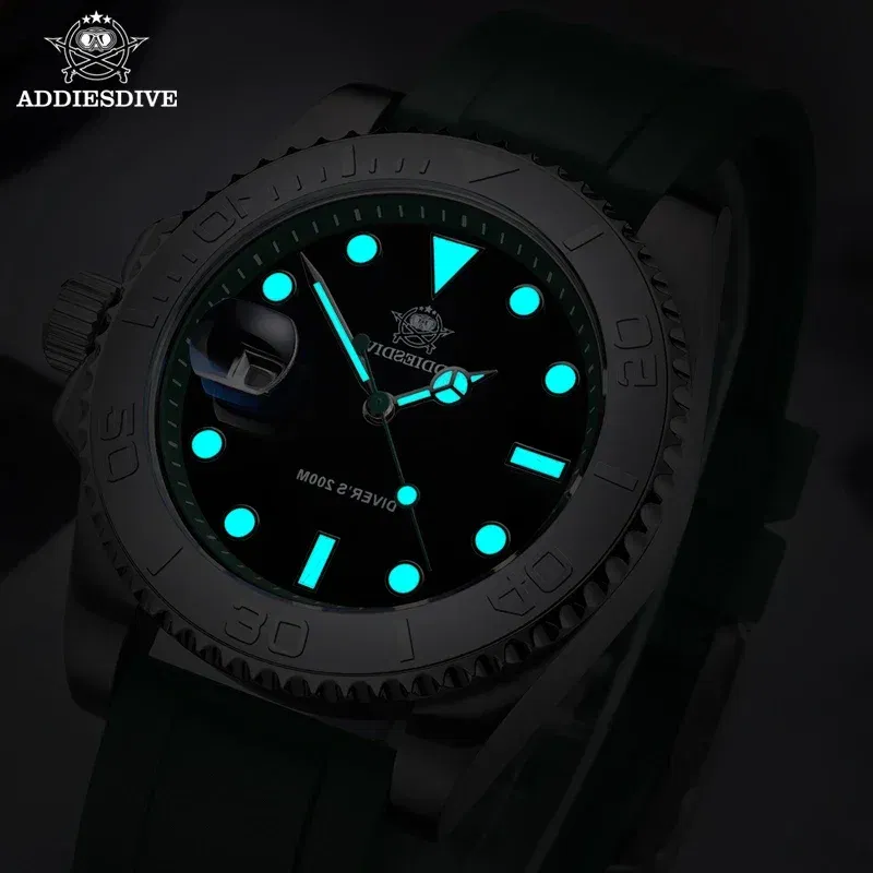 Color: Gold, Ships From: CHINA - ADDIESDIVE AD2040 Men's Watch 41mm Fashion Diver Quartz Watch 200m Diving Rubber Silicone Super Luminous Wristwatch Reloj Hombre