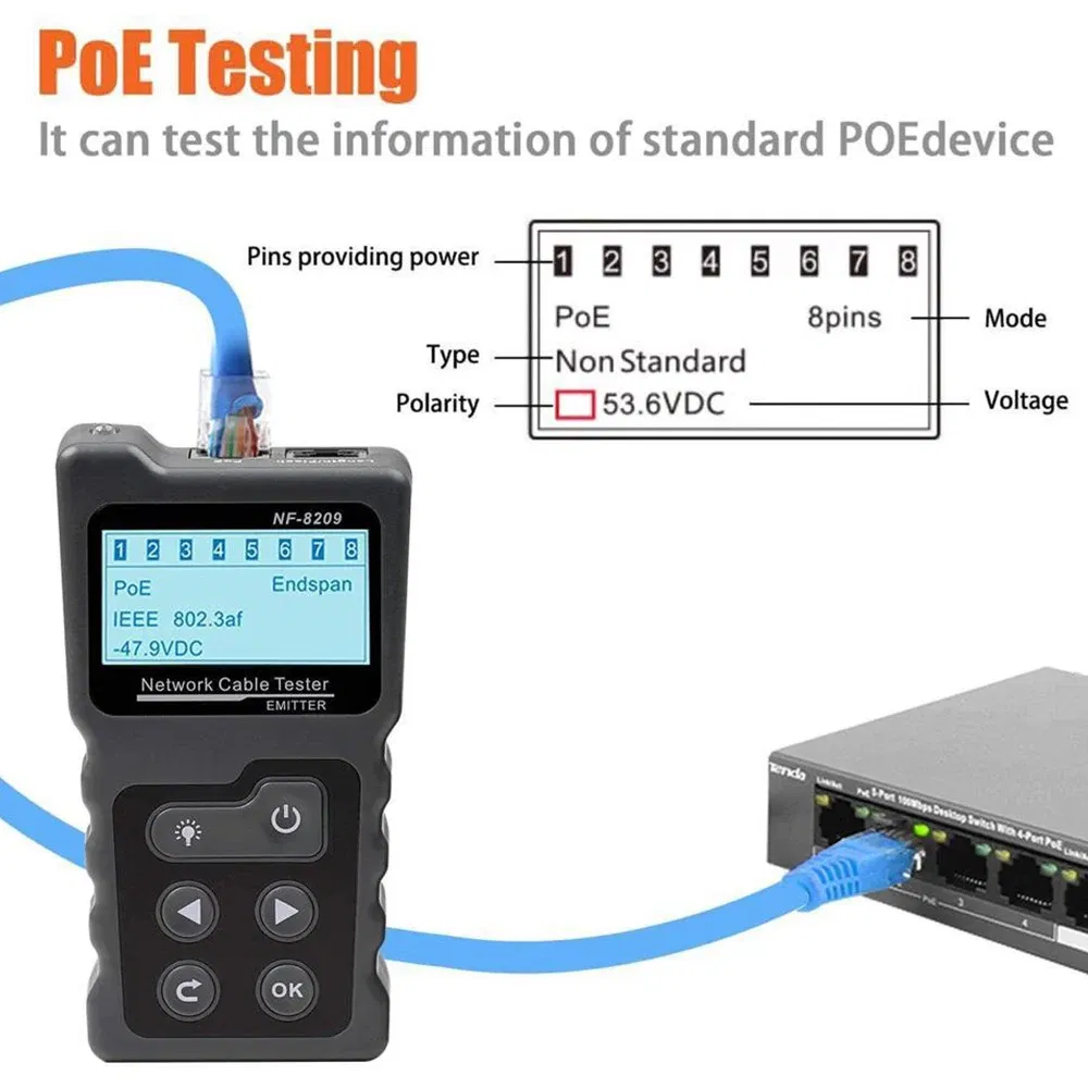 Color: Black, Ships From: CHINA - NOYAFA NF-8601W/NF-8209 Cable Tracker Lan Display Measure Tester Network Tools LCD Display Measure Length Wiremap Tester