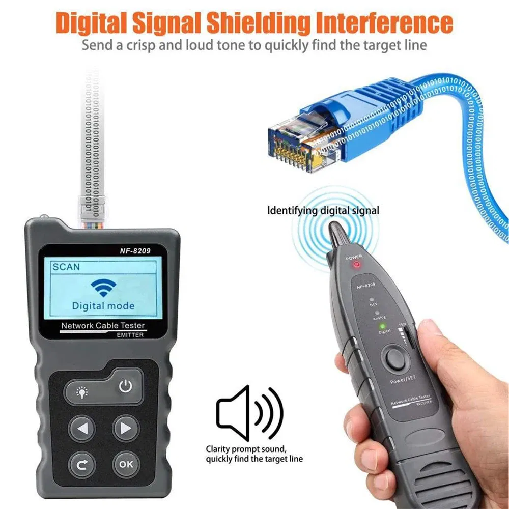 Color: Black, Ships From: CHINA - NOYAFA NF-8601W/NF-8209 Cable Tracker Lan Display Measure Tester Network Tools LCD Display Measure Length Wiremap Tester