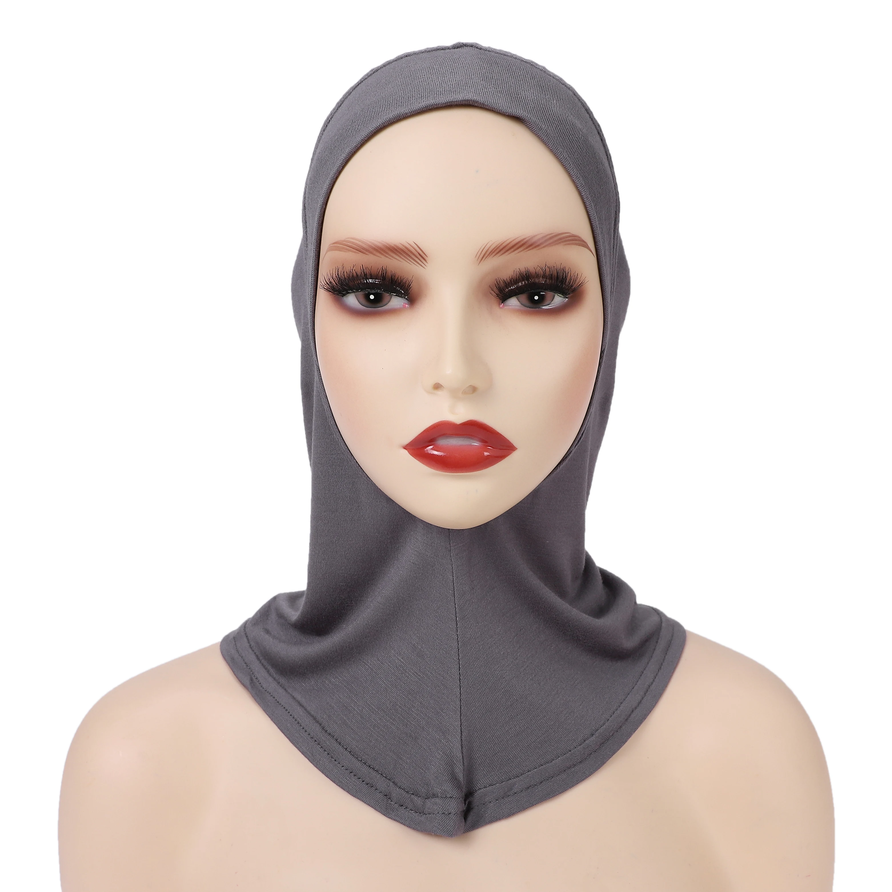 Color: WHITE - 1 Piece Turban Caps for Women Muslim Underscarf Modal Hijab Inner Caps Stretchy Full Cover Shawl Cap Full Neck Coverage