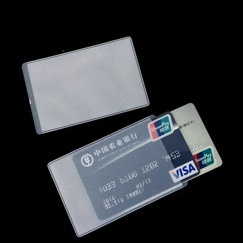Color: WHITE - 10pcs/lot 60*93mm Transparent Card Protector Sleeves ID Card Holder Wallets Purse Business Credit Card Protector Cover Bags