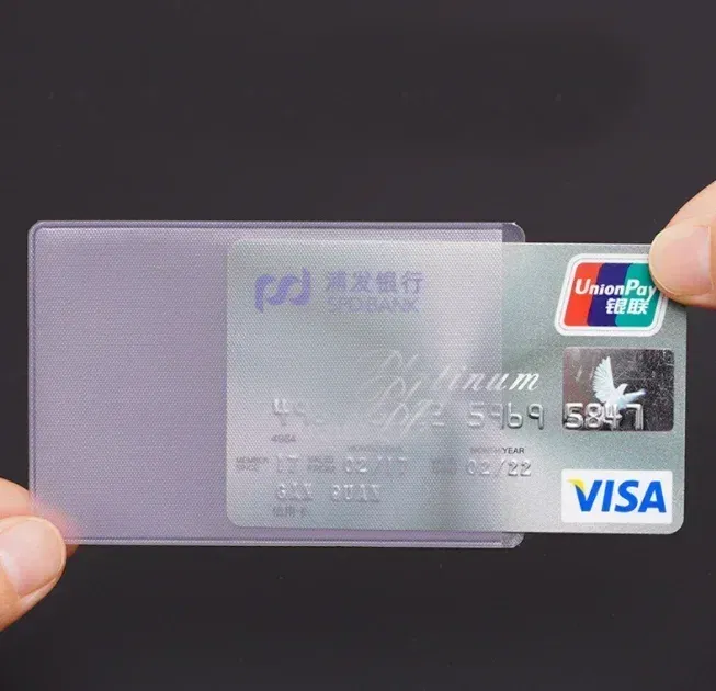 Color: WHITE - 10pcs/lot 60*93mm Transparent Card Protector Sleeves ID Card Holder Wallets Purse Business Credit Card Protector Cover Bags