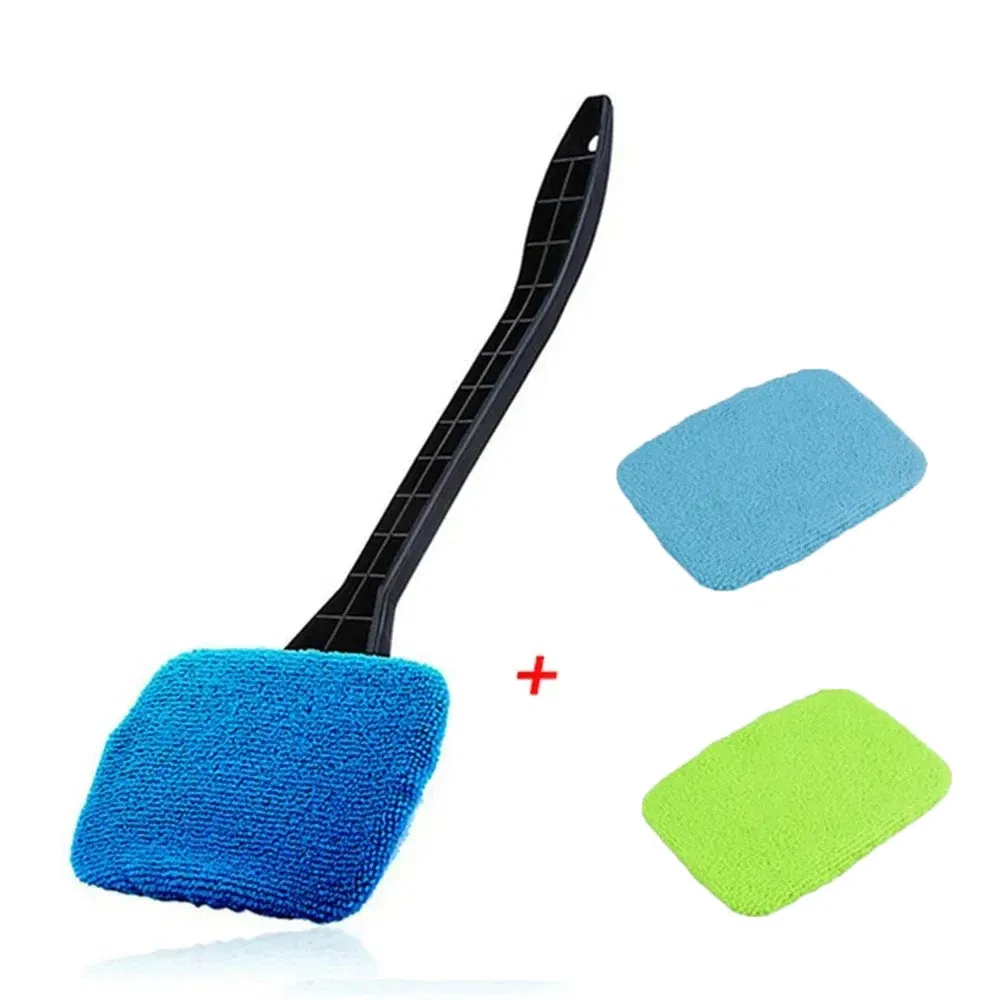 Color: Red - Car Windshield Cleaning Brush Kit Car Window Wiper Home Glass Defogging Dust Towel With Long Handle Cleaner Brush Washing Tool