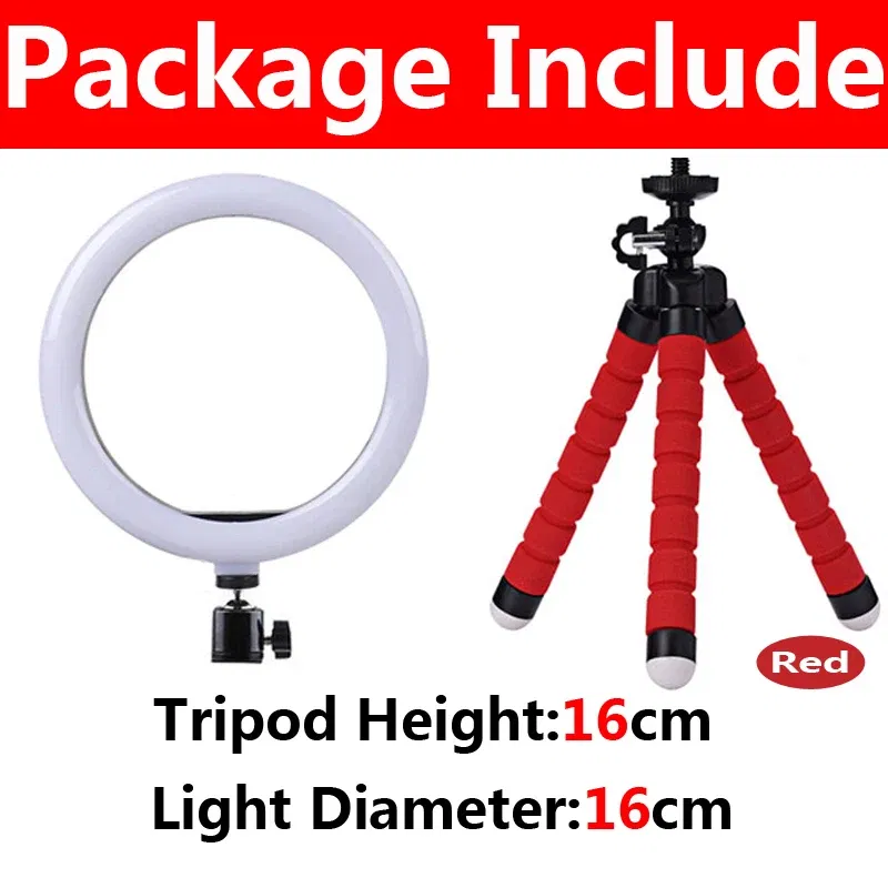 Color: Yellow - 10 inch LED Selfie Ring Light Dimmable Photography Fill Lamp with Mini tripod for Mobile Phone Live Video Photo Studio Ringlight