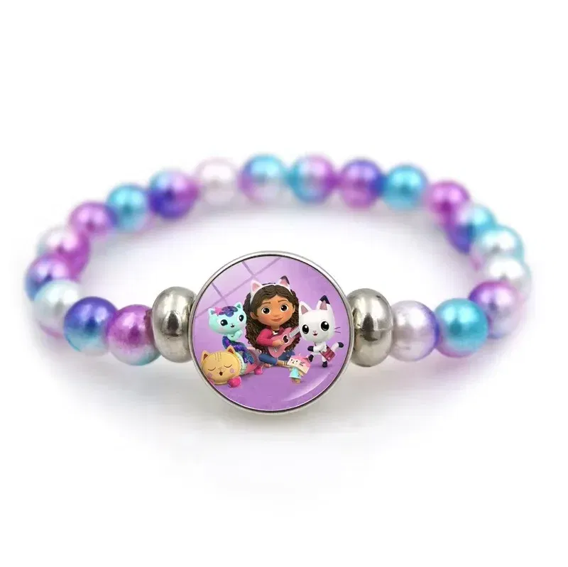 Color: SKY BLUE, Size: 40cm - Gabby Dollhouse Bracelet Fashion Beaded Wristband Cartoon Anime Jewelry Accessories Kids Girls Boys Birthday Baby Shower Gift